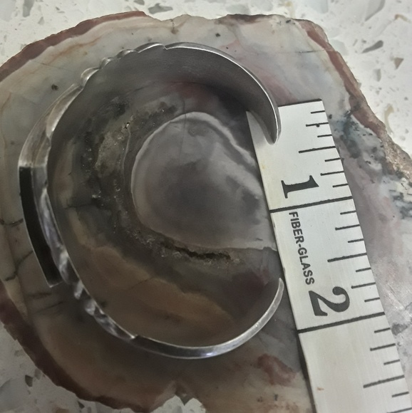 π«SOLDπ«Vtg Sterling Zuni inlay Cuff - Picture 7 of 8